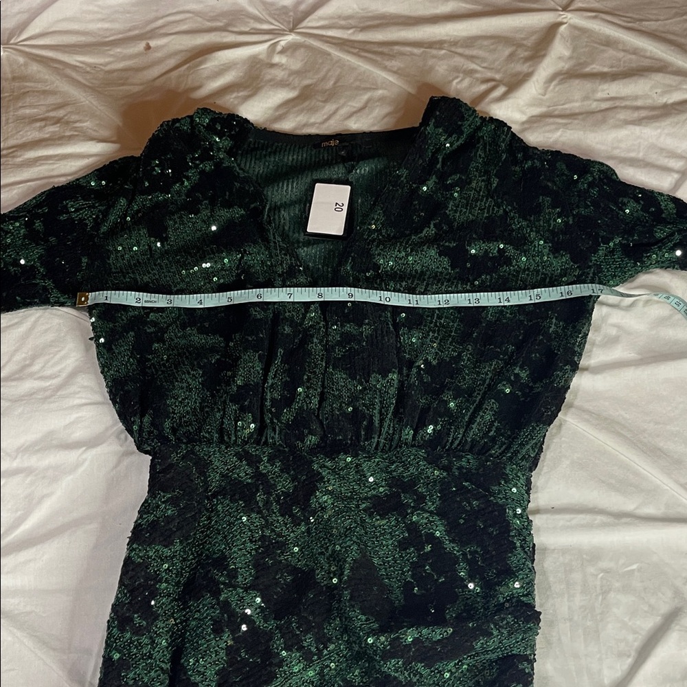 NWT Maje Green and Black Sequin-embroidered dress - Picture 14 of 16